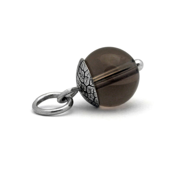 Sterling silver and brown smoky quartz acorn pendant.  Can also be worn with silver leaf pendants and silver rose pendants. Handmade using recycled silver in Salisbury, Wiltshire.