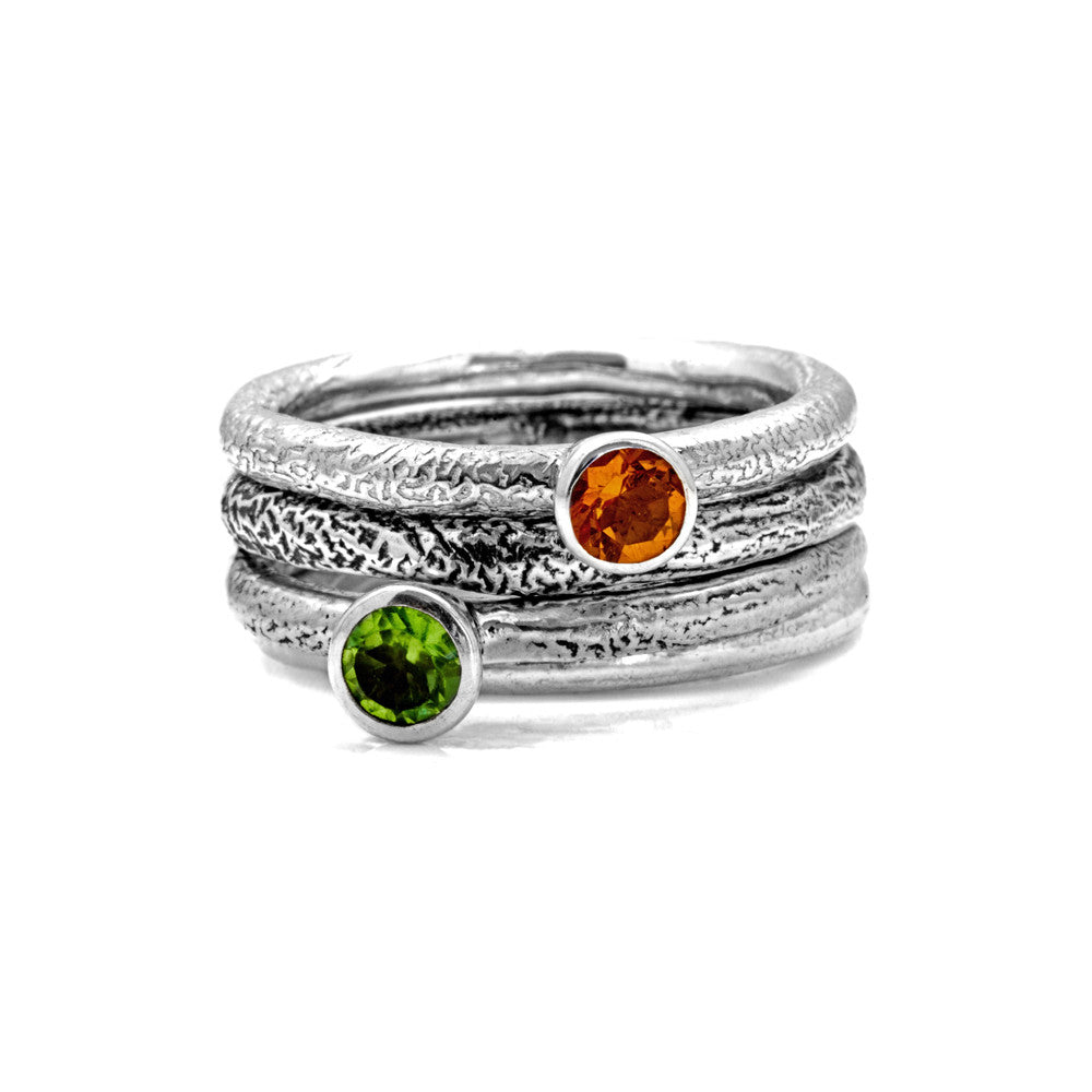 Twig and gemstone ring - small