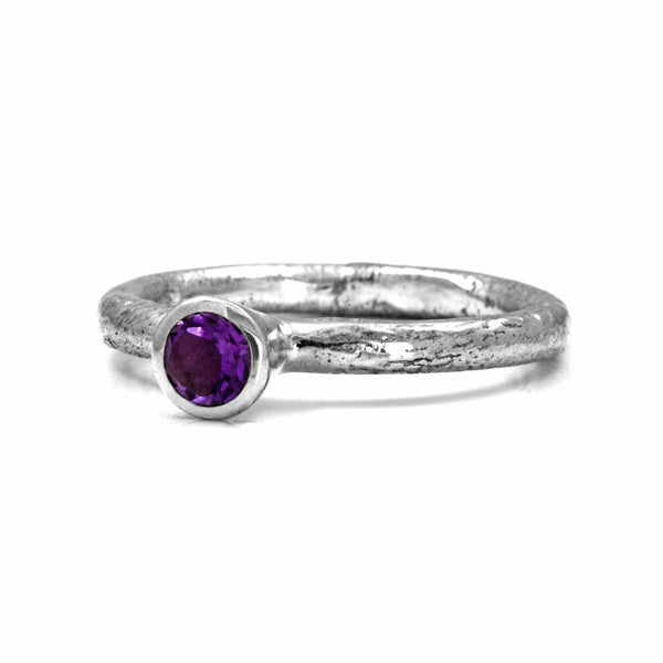 Silver twig and gemstone stacking ring - large