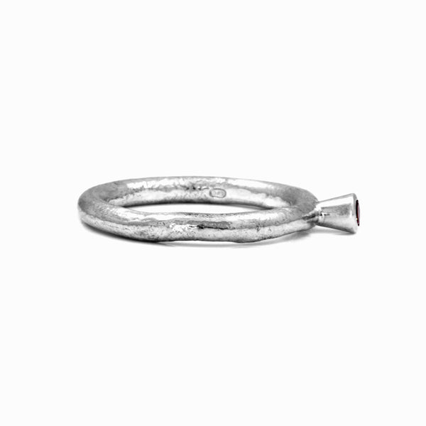 Silver twig and gemstone stacking ring - small - ready to wear
