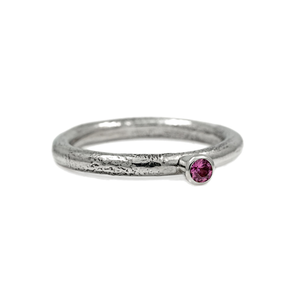 Silver twig and gemstone stacking ring - small - ready to wear