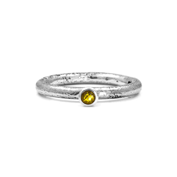 Silver twig and gemstone stacking ring - small - ready to wear