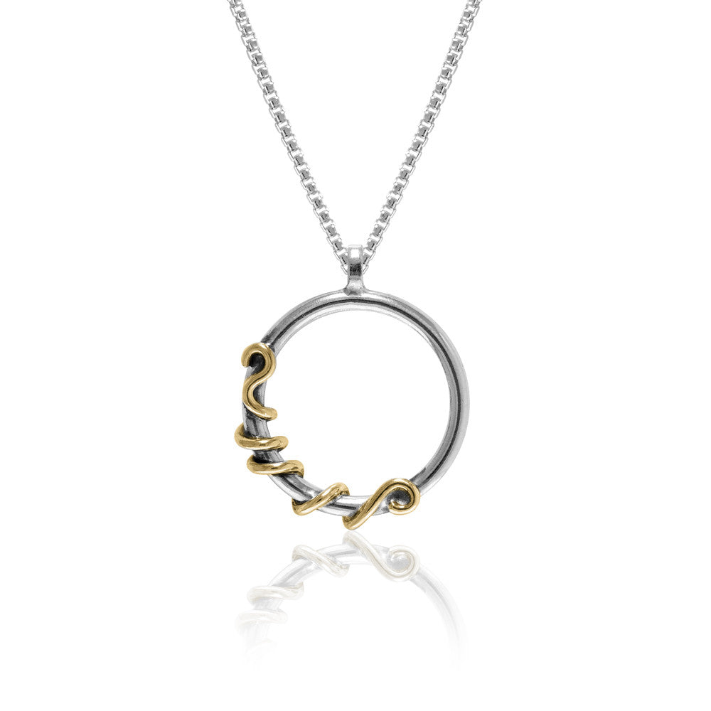 Tendril pendant in sterling silver and 9ct gold - READY TO WEAR