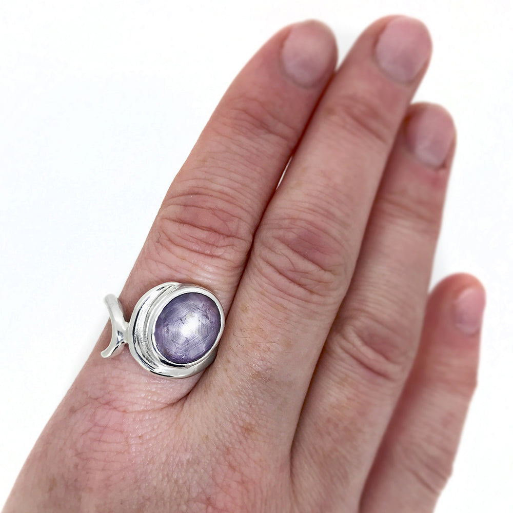 Entwine statement ring - silver and star ruby - ready to wear