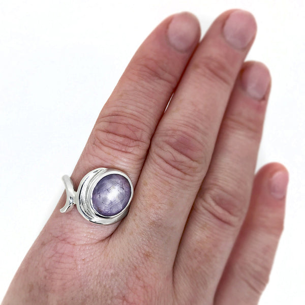 Entwine statement ring in sterling silver and star ruby - ready to wear