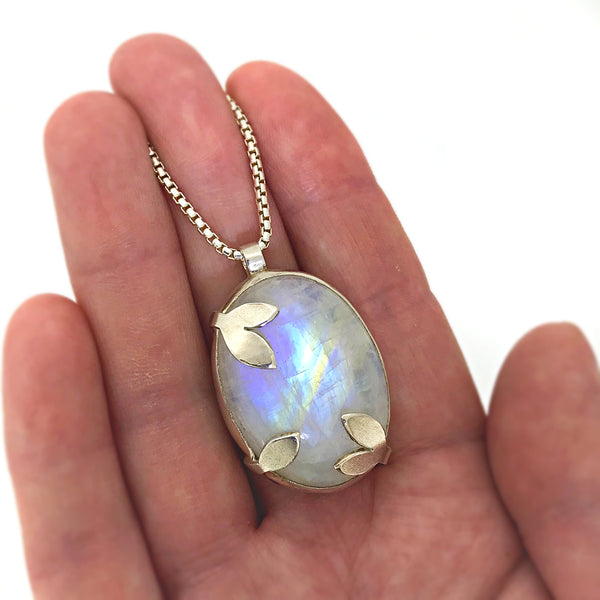 Spring necklace with rainbow moonstone - READY TO WEAR