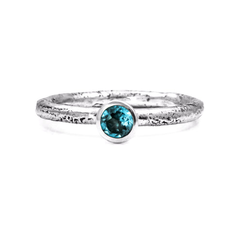 Silver twig and gemstone stacking ring - large