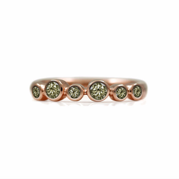 Halo eternity diamond ring - 18ct rose gold and champagne diamond