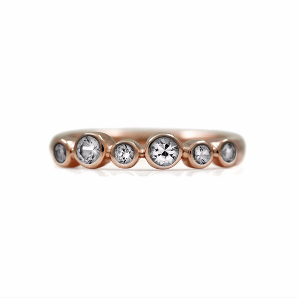 Halo half eternity ring - 9ct rose gold and white sapphire