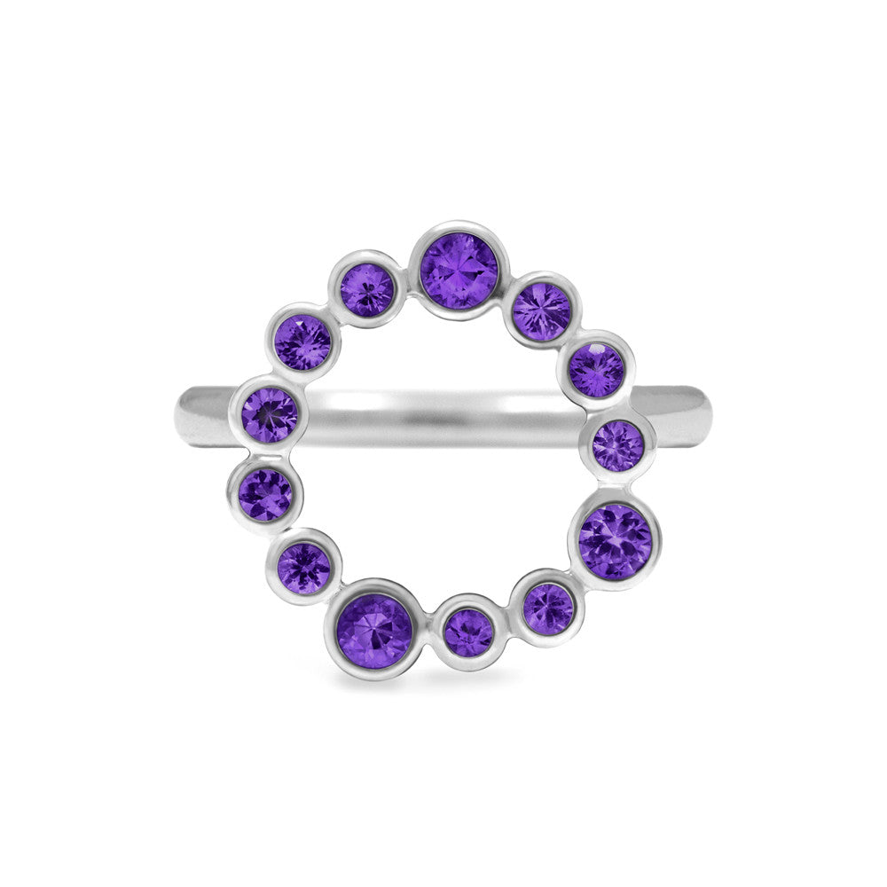 Sterling silver halo ring - amethyst