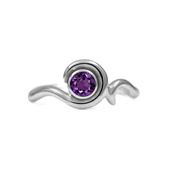 Entwine solitaire engagement ring in sterling silver - amethyst