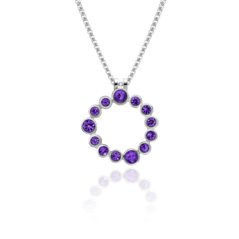 Halo pendant in sterling silver and gemstone - amethyst