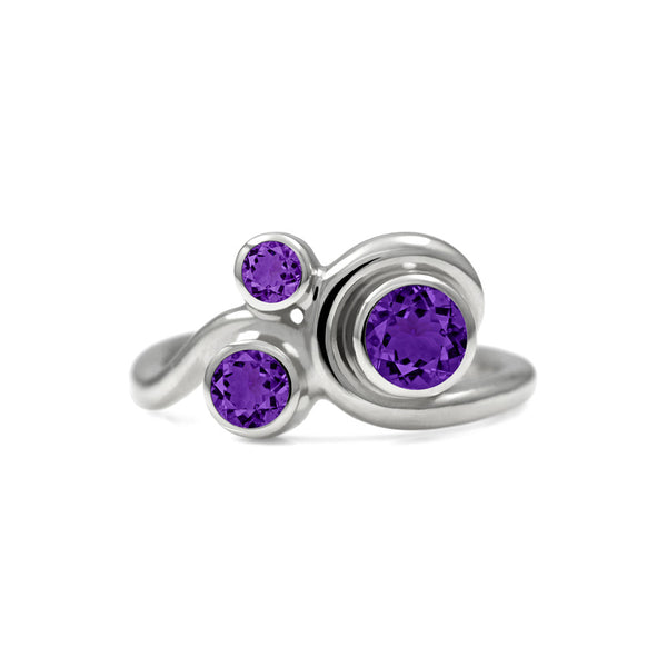 Entwine trilogy engagement ring in sterling silver and gemstone - amethyst