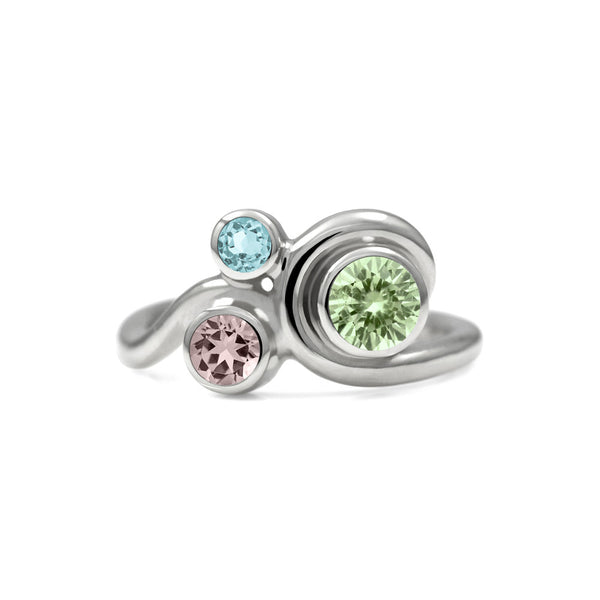 Entwine trilogy engagement ring in sterling silver and gemstone - beryl