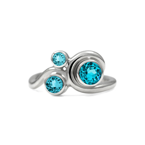 Entwine trilogy engagement ring in sterling silver and gemstone - blue topaz