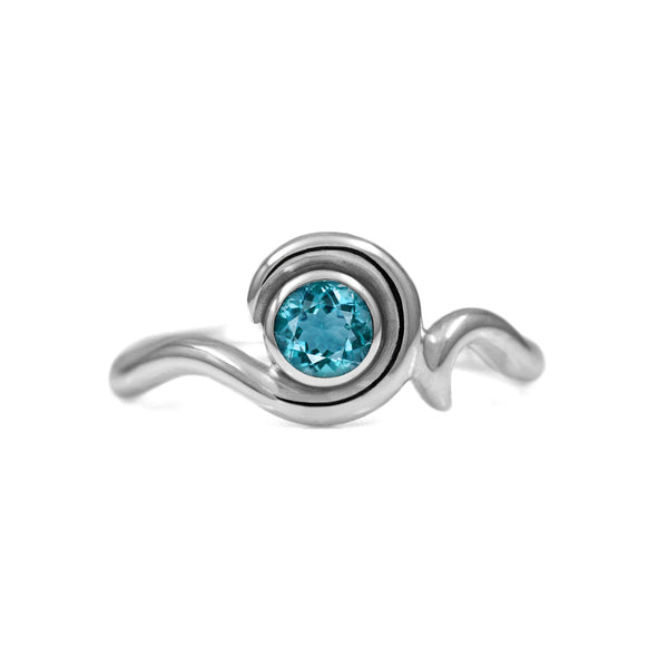 Entwine solitaire engagement ring in sterling silver - blue topaz