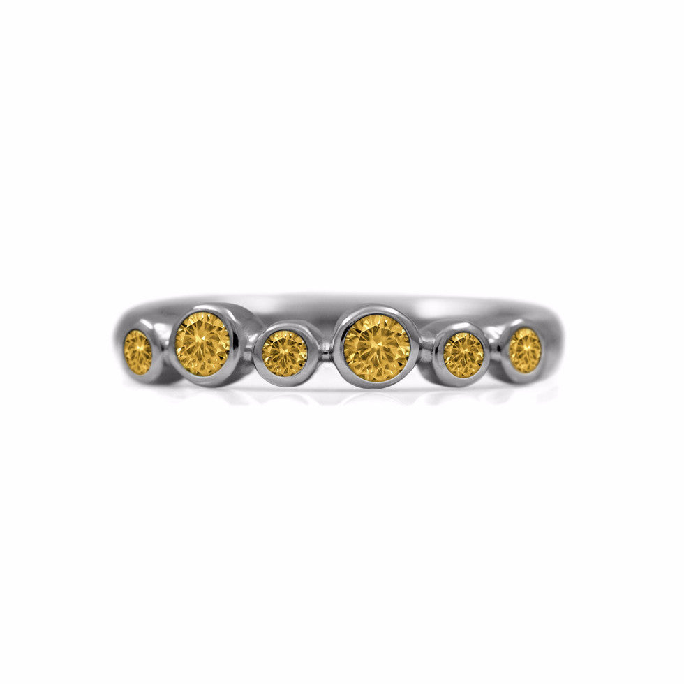 Halo half eternity ring - sterling silver and citrine
