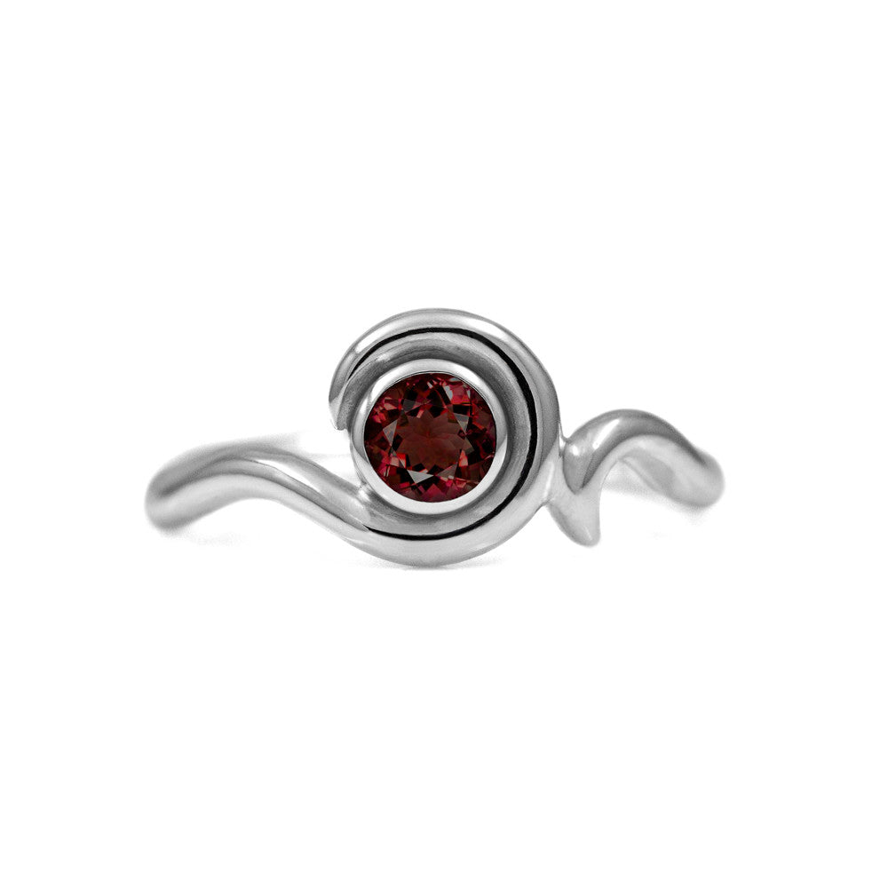 Entwine solitaire engagement ring in sterling silver - silver and garnet
