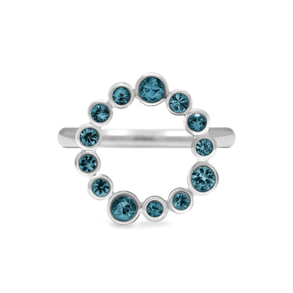 Sterling silver halo ring - blue topaz