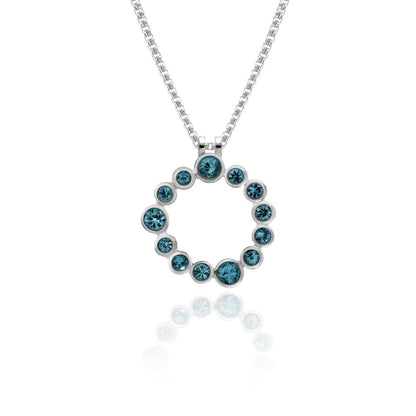 Halo pendant in sterling silver and gemstone - blue topaz