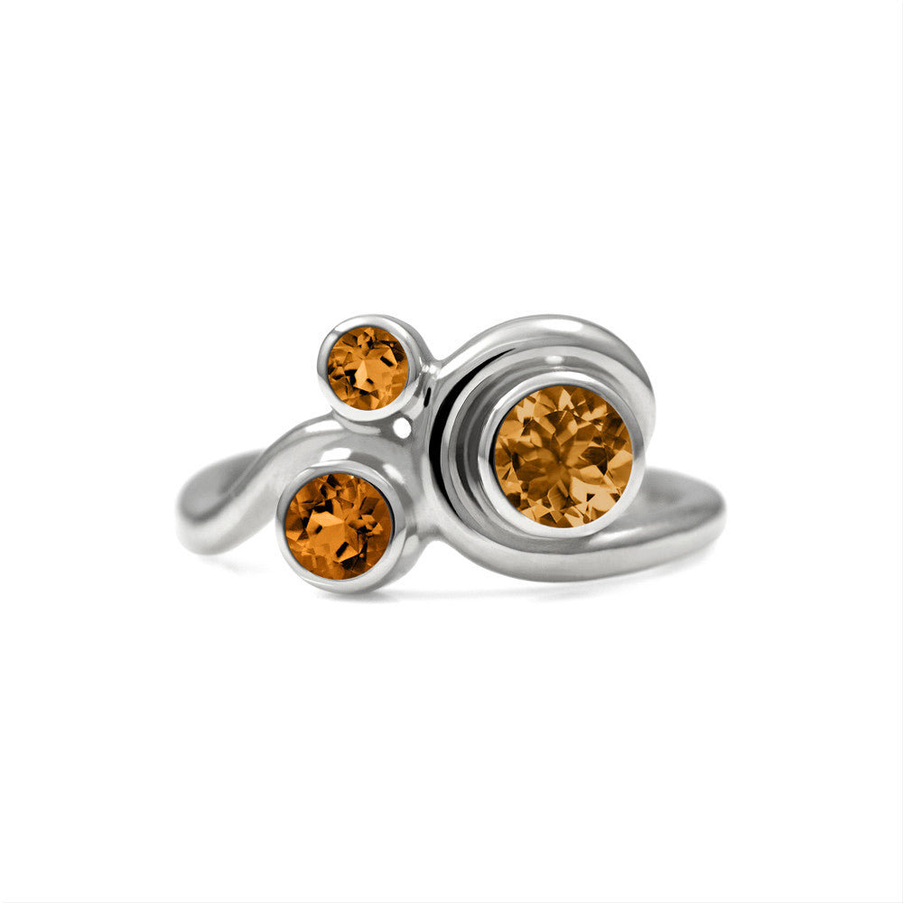Entwine trilogy engagement ring in sterling silver and gemstone - citrine