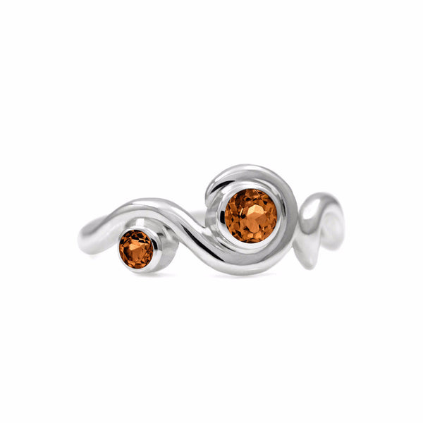 Entwine two stone gemstone engagement ring  - sterling silver and citrine