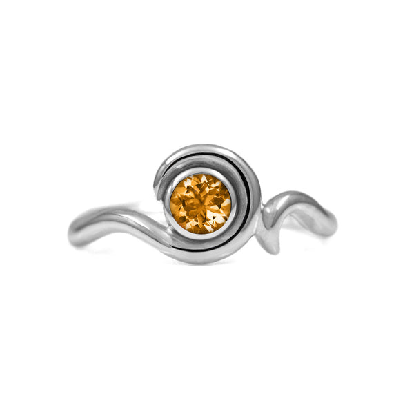 Entwine solitaire engagement ring in sterling silver - silver and citrine