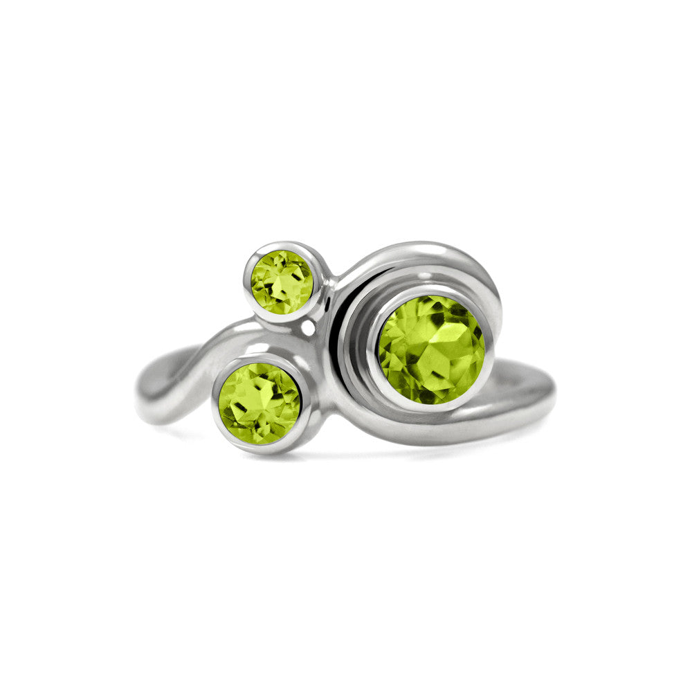 Entwine trilogy engagement ring in sterling silver and gemstone - peridot