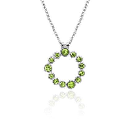 Halo pendant in sterling silver and gemstone - peridot