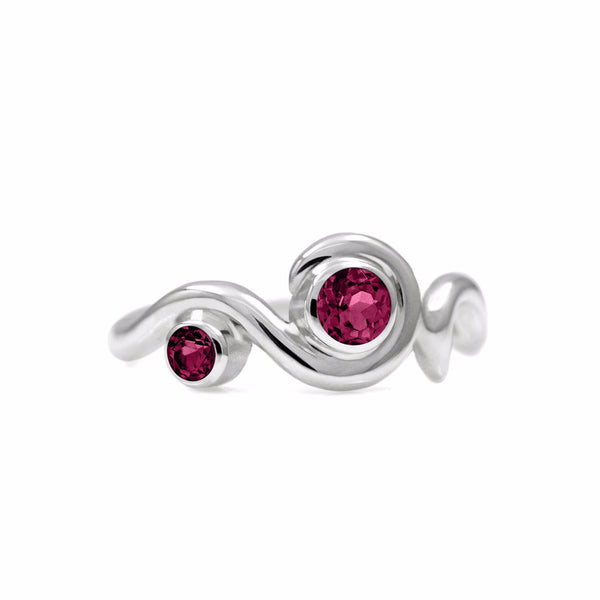 Entwine two stone gemstone engagement ring  - sterling silver and garnet