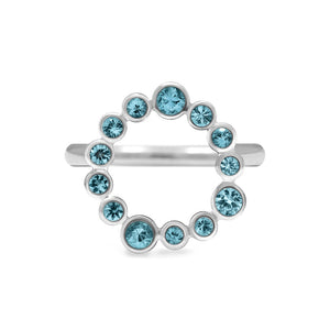 Sterling silver halo ring - blue topaz