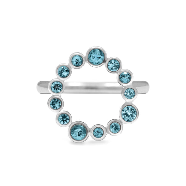 Sterling silver halo ring - blue topaz