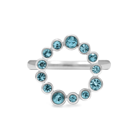 Sterling silver halo ring - blue topaz