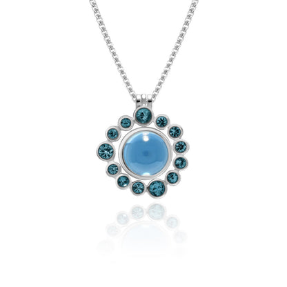 Halo pendant in sterling silver and gemstone - blue topaz - with interlocking solo pendant