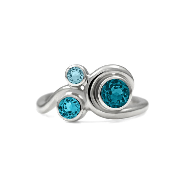 Entwine trilogy engagement ring in sterling silver and gemstone - blue topaz 