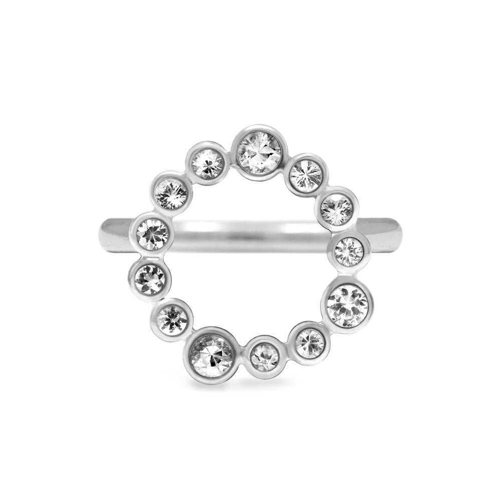 Sterling silver halo ring - white topaz