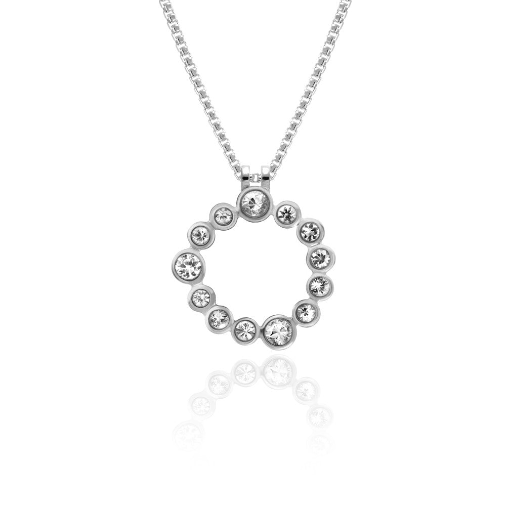 Halo pendant in sterling silver and gemstone - white topaz