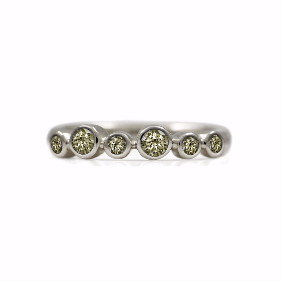 Halo eternity diamond ring - 9ct white gold and champagne diamond