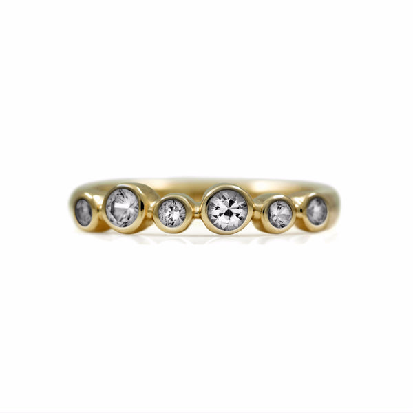 Halo half eternity ring - 9ct yellow gold and white sapphire